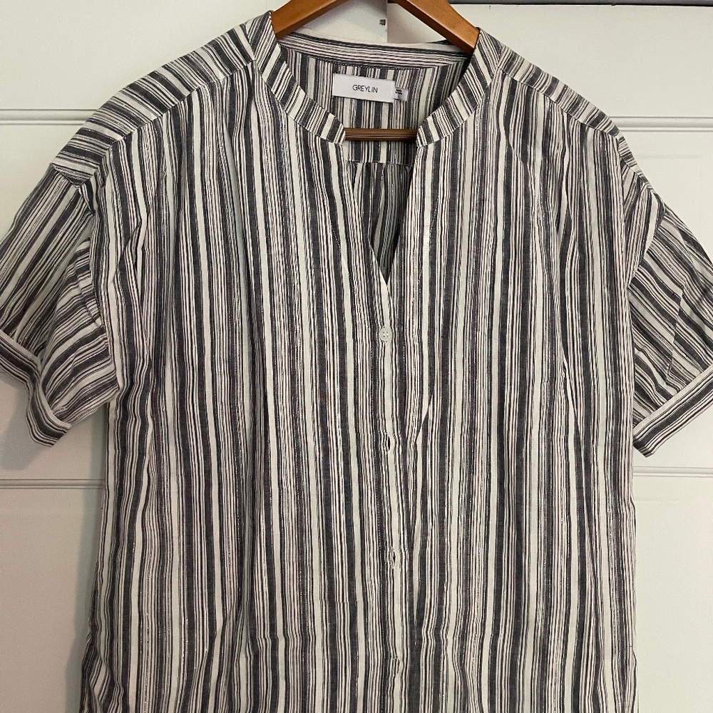 Greylin  - Striped Summer Blouse - Size L